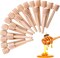 25 mini wooden honey sticks, 3-inch honeycomb dipper, perfect for honey jars, drizzle, and wedding favors.